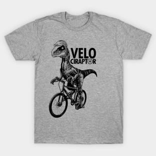 Cyclist Velociraptor Cycling Funny Dinosaur Riding Bicycle Velo Gift For Cyclist T-Shirt